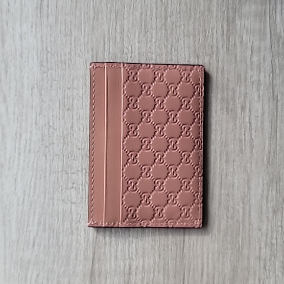 Gucci Micro Guccissima Soft Pink Leather Card Case - Picture 3 of 4